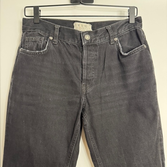 Free People Distressed Black Jeans Size 26– Y2K Grunge Ripped Straight Leg Denim - Picture 3 of 6